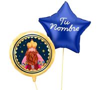 OH YEAH - Ballon Foil Rois Mages Gaspar + étoile bleue - Ø 43 cm - Décoration de Noël - Célébrations familiales, scolaires et vitrines - Roscon des rois - Événements de Noël - Choisissez votre nom