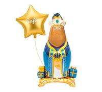 OH YEAH - Ballon Foil Rois Mages Gaspar + étoile dorée personnalisée - 110 cm - Décoration de Noël - Célébrations familiales - Roscon des rois - Événements de Noël - Choisissez votre nom