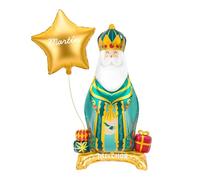 OH YEAH - Ballon Foil Rois Mages Melchior + étoile dorée personnalisée - 110 cm - Décoration de Noël - Célébrations familiales - Roscon des rois - Événements de Noël - Choisissez votre nom