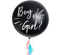 OH YEAH! - Ballon Révélation Genre Bébé - Décoration Baby Shower - Révélation de Genre - Ballon Noir Confetti Bleu ou Rose - Déco Révélation Genre - 1 Unité 90 cm - COMPATIBLE HÉLIUM