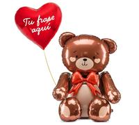 OH YEAH - Ballon Saint Valentin personnalisé - Ballon en vinyle blanc - Décoration romantique - Saint-Valentin, anniversaire et amour - Cadeau personnalisé - Choisissez votre phrase (ours marron)