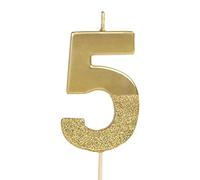 OH YEAH - Bougie d'anniversaire de 1 pièce - Bougie originale en or - Numéro 5 - Anniversaires 10,20,30,40,50,60,70,80,90 - Paillettes dorées - Design unique