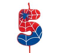 OH YEAH - Bougies en forme de chiffre 5 pour gâteau - Chiffres 0 à 9-6 cm - Parfaites pour gâteaux pour enfants - Rouge et bleu avec toiles d'araignée et araignée - Bougie d'anniversaire pour enfant