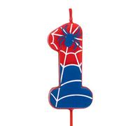 OH YEAH Bougies numéro 1 Spider pour gâteau - Chiffres 0 à 9-6 cm - Parfaites pour les gâteaux d'enfants - Rouge et bleu avec toiles d'araignée et araignée - Bougie d'anniversaire pour enfant - Fête