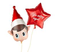 OH YEAH - Ensemble ballon Foil tête elfe magique + étoile de Noël avec phrase - Décoration festive avec lutins - Accessoires de Noël - Accessoires pour fêtes, maison et école - Design unique