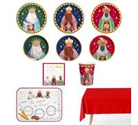 OH YEAH - Kit 12 Rois Mages jetable - 70 pièces - Décoration sur le thème de Noël de la nuit des rois mages - Design festif de Noël - Fête des rois