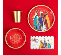 OH YEAH - Kit 6 Rois Mages jetable - 38 pièces - Décoration sur le thème de Noël de la nuit des rois mages - Design festif de Noël - Fête des rois