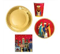 OH YEAH - Kit 6 Rois Mages jetable - 54 pièces - Décoration sur le thème de Noël de la nuit des rois mages - Design festif de Noël - Fête des rois