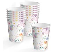 OH YEAH - Lot de 10 gobelets jetables en carton pour fête des licornes magiques - 270 cc - Assiettes, gobelets, serviettes et nappe - Décoration de table d'anniversaire d'enfant - Célébrations et