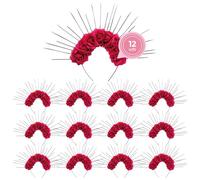 OH YEAH - Lot de 12 bandeaux Catrina rouges pour Halloween - Serre-tête Catrina - Cornes démon rouges - Chauve-souris - Vampire - Araignée - Bouquet de fleurs flamant rose - Déguisement - Frida Kahlo