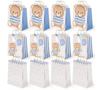 OH YEAH - Lot de 12 sacs cadeaux pour bébé ours bleu - 18 x 10 x 24 cm - Sacs pour cadeaux à thème - anniversaires, anniversaires et détails spéciaux - Détails personnalisés - Cadeau unique
