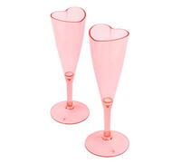 OH YEAH Lot de 2 verres à champagne premium en forme de cœur rose - 120 cc - Décoration de table Saint Valentin - Saint-Valentin - Table pour amoureux - Design unique