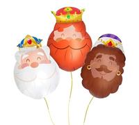 OH YEAH - Lot de 3 ballons de Noël en feuille métallique - 50 x 40 cm - Convient à l'hélium - Décoration de Noël - Rois Mages - Design unique