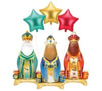 OH YEAH - Lot de 3 ballons de Noël en forme de rois mages métallisés - 3 ballons en forme d'étoile métallisée - Convient à l'hélium - Décoration de Noël - Rois Mages - Design unique
