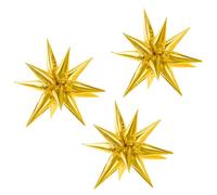 OH YEAH - Lot de 3 ballons en feuille d'étoile 3D dorés - 95 cm - Accessoires de ballons, rideaux et guirlandes - Pour fêtes, événements, maison, célébrations, fin d'année et Nouvel An - Design unique