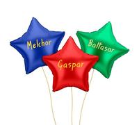 OH YEAH - Lot de 3 ballons en forme d'étoile avec noms des rois mages - 48 cm - Décoration de Noël - Célébrations familiales, scolaires et vitrines - Roscon des rois - Événements de Noël