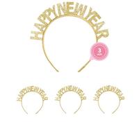 OH YEAH Lot de 3 bandeaux pour la Saint-Sylvestre pour adultes et enfants - « Happy New Year » - Taille unique - Accessoires de fête du Nouvel An et cotillon - Idéal pour photos et événements (bandeau