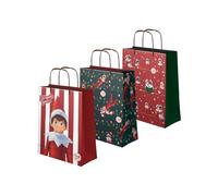 OH YEAH - Lot de 3 petits sacs cadeaux en carton de Noël à thème elfe coquine - 18 x 10 x 24 cm - The Elf on the Shelf - Accessoires - Fête de Noël Elfes coquins - JE SUIS ICI !