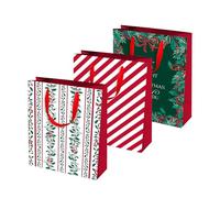 OH YEAH - Lot de 3 sacs cadeaux de Noël All I Want - 26 × 10 × 32 cm - Sac en carton avec poignées - Taille moyenne - Emballage de cadeaux de Noël, rois mages, ami invisible et détails - Cadeau unique