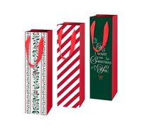 OH YEAH - Lot de 3 sacs cadeaux de Noël All I Want - 8 × 10 × 35 cm - Sac en carton avec poignées - Taille bouteille - Emballage cadeaux Noël, rois mages, ami invisible et détails - Cadeau unique