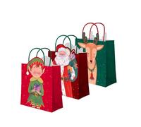 OH YEAH - Lot de 3 sacs cadeaux de Noël - Sac en carton avec poignées - 4 tailles - Emballage de cadeaux de Noël, rois mages, ami invisible et détails - Cadeau unique (Père Noël, petit 18 x 10 x 24 cm