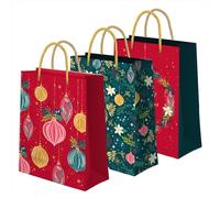 OH YEAH - Lot de 3 sacs cadeaux de Noël - Sac en carton avec poignées - 4 tailles - Emballage de cadeaux de Noël, rois mages, ami invisible et détails - Cadeau unique (ornements, grand 30 x 10 x 42 cm