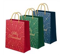 OH YEAH - Lot de 3 sacs cadeaux Joyeux Noël - 30 × 10 × 42 cm - Sac en carton avec poignées - Grande taille - Emballage cadeaux Noël, rois mages, ami invisible et détails - Cadeau unique