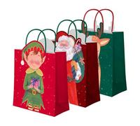 OH YEAH - Lot de 3 sacs cadeaux Noël Père Noël - 30 × 10 × 42 cm - Sac en carton avec poignées - Grande taille - Emballage cadeaux Noël, rois mages, ami invisible et détails - Cadeau unique