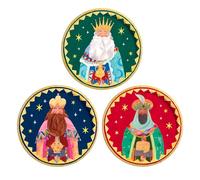 OH YEAH - Lot de 6 assiettes en carton jetable Ø 23 cm - Décoration sur le thème de Noël de la nuit des rois mages - Motif festif de Noël - Fête des rois