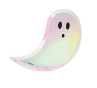 OH YEAH Lot de 6 assiettes en carton pour Halloween Truc ou traitement fantôme - 24 x 20 cm - Assiette plate jetable - Décoration de table Halloween à thème truc ou traitement - Vaisselle Halloween