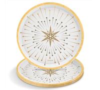 OH YEAH - Lot de 6 assiettes jetables en carton Happy New Year - Ø 17 cm - Assiettes, gobelets, serviettes - Décoration de table du Nouvel An - Motif étoiles brillantes - Fête de Noël élégante