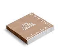 OH YEAH - Lot de 60 serviettes en papier double épaisseur 33 x 33 cm - It's Coffe O'clock - Serviettes décorées pour anniversaire et fêtes - Décoration de table - Vaisselle en papier jetable - Papier
