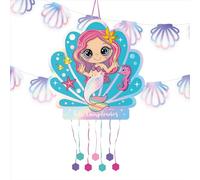 OH YEAH - Piñata d'anniversaire pour enfant avec guirlande - Piñata d'anniversaire - Grande guirlande sirène - Décoration de fête pour enfants - Piñata 44 x 44 cm - Guirlande de 2,5 m - Montage facile