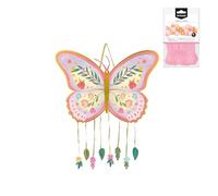 OH YEAH - Piñata Papillon Anniversaire Grand 47 x 39 cm + Set Ballons Latex Rose pastel 30 cm - Décoration de fêtes d'enfants - Grandes pommes de pin à remplir - Jouets et friandises - Facile à