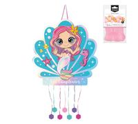 OH YEAH - Piñata Sirène Anniversaire Grand 43,8 x 44,4 cm + 10 ballons roses 30 cm - Décoration de fêtes d'enfants - Grandes pommes de pin à remplir - Jouets et friandises - Facile à remplir