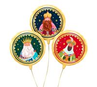 OH YEAH - Set Ballon Foil Rois Mages - Ø 43 cm - Décoration de Noël - Célébrations familiales, scolaires et vitrines - Roscon des rois - Événements de Noël - Convient à l'hélium