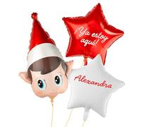 OH YEAH - Set Ballon Foil Tête Elfe magique avec étoile + étoile personnalisée - Décoration festive Elfe - Accessoires de Noël - Accessoires pour fêtes, maison et école - Choisissez votre nom