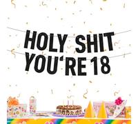 oh you're 18th Birthday Decoration Kit, 18th Birthday Banner Black Theme, 5m Decorative Birth-day Banner, for an unforgettable Birth-day Party, for Indoor Outdoor Backyard Garden Photo