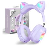 OHAANYY Casque Bluetooth pour Enfants sans Fil,Casque Cat Pliable avec LED Flash Lumières Glow, Enfants Bluetooth 5.0 avec Microphone et Contrôle du Volume, Carte Slot pour PC/Tablettes/TV (4)