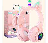 OHAANYY Casque Bluetooth pour Enfants sans Fil,Casque Cat Pliable avec LED Flash Lumières Glow, Enfants Bluetooth 5.0 avec Microphone et Contrôle du Volume, Carte Slot pour PC/Tablettes/TV (9)