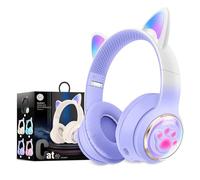 OHAANYY Casque Bluetooth pour Enfants sans Fil,Casque Cat Pliable avec LED Flash Lumières Glow, Enfants Bluetooth 5.0 avec Microphone et Contrôle du Volume, Carte Slot pour PC/Tablettes/TV (4)