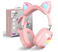 OHAANYY Casque Bluetooth pour Enfants sans Fil,Casque Cat Pliable avec LED Flash Lumières Glow, Enfants Bluetooth 5.0 avec Microphone et Contrôle du Volume, Carte Slot pour PC/Tablettes/TV (3)