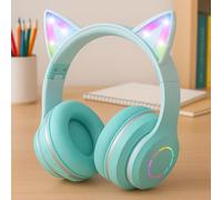 OHAANYY Casque Bluetooth pour Enfants sans Fil,Casque Cat Pliable avec LED Flash Lumières Glow, Enfants Bluetooth 5.0 avec Microphone et Contrôle du Volume, Carte Slot pour PC/Tablettes/TV (2)