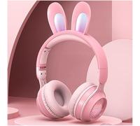 OHAANYY Casque oreilles de chat - Cadeau d'anniversaire d'enfant - LED - Oreilles de chat - Licorne - Bluetooth - Microphone stéréo sans fil - Avec lumière LED - Pour téléphone portable, tablette, PC