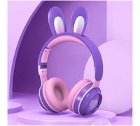 OHAANYY Casque oreilles de chat - Cadeau d'anniversaire d'enfant - LED - Oreilles de chat - Licorne - Bluetooth - Microphone stéréo sans fil - Avec lumière LED - Pour téléphone portable, tablette, PC