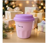 OHAANYY Tasse Amour en Céramique 310ml avec Couvercle en Caoutchouc, Tasse à Mocha et Cappuccino Lavable au Lave-Vaisselle pour Boissons Chaudes et Froides, Cadeau pour Femmes et Hommes (Violet)