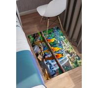 OHAGS Tapis de Bain Antidérapant,Tapis de Douche Absorbant Lavable en Machine,Perroquets Colorés Perroquet Cascade Paysage Naturel,Carnaval d,Doux pour Salle de Bain,60x90 CM