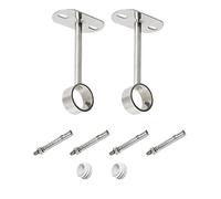 Ohamtes Lot de 2 supports de fixation pour tringle à vêtements ID32 mm de long 300 mm, support de tringle à rideau de douche, support de tringle à rideau, adapté pour montage au plafond ou au mur