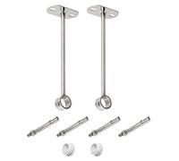 Ohamtes Lot de 2 supports de fixation pour tringle à vêtements ID32 mm de long 350 mm, support de tringle à rideau de douche, support de tringle à rideau, adapté pour montage au plafond ou au mur