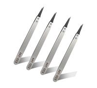 Ohamtes Lot de 4 pinces à épiler pointues interchangeables ESD-249, pince à épiler antistatique, pince à épiler en acier inoxydable, emballage de carte, convient pour PCB, entretien de produits